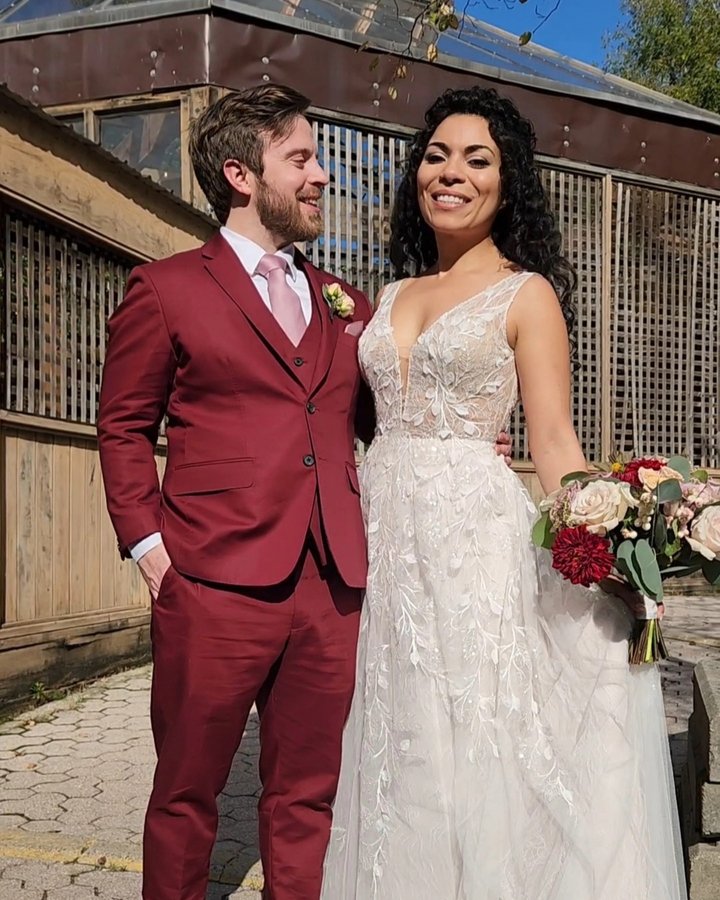 Cherry Red Three-Piece Wedding Suit for Groom