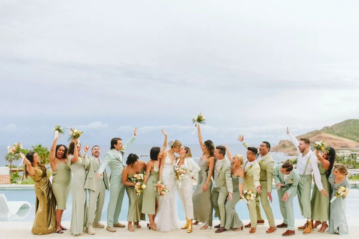 Sage Green Cotton Groomsmen Suits