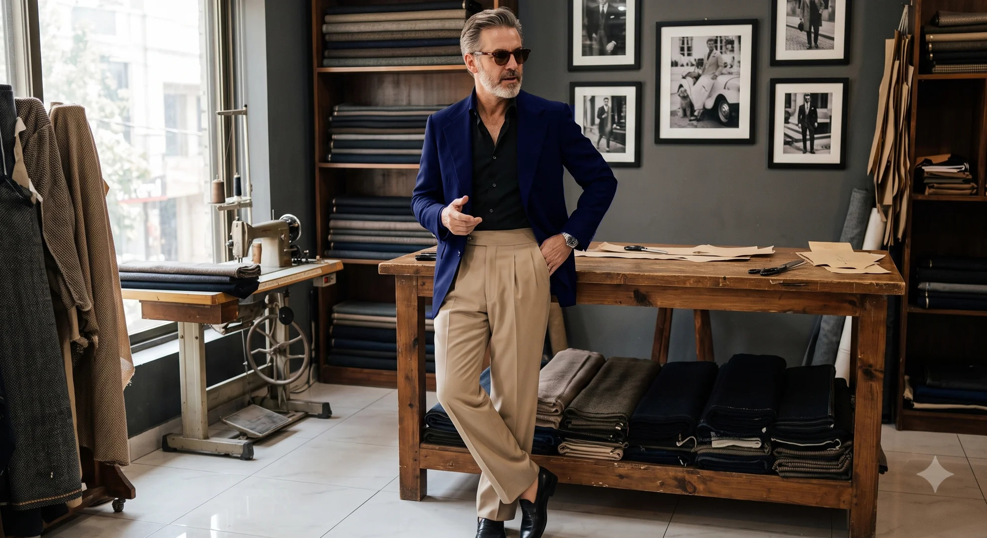 Man in a navy wool blazer