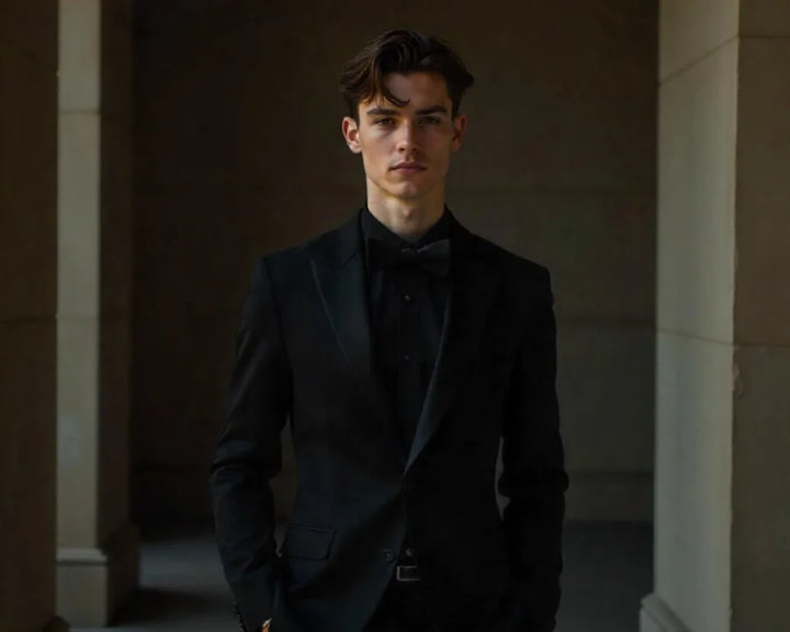 All-Black Prom Suit Outfit with Black Shirt and Black Bow Tie