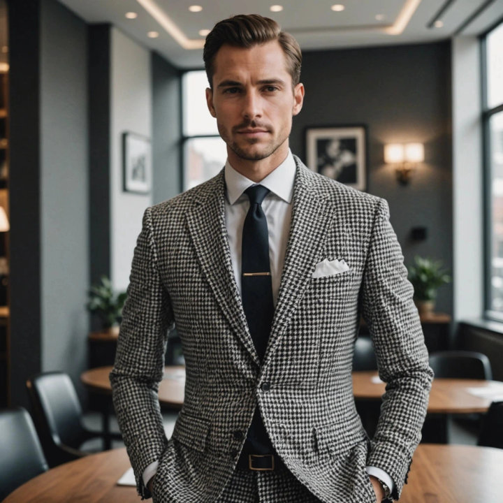 Classic Houndstooth Suit Look