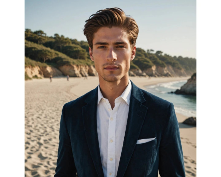 Navy Blue Corduroy Blazer with Black Pants and White Shirt