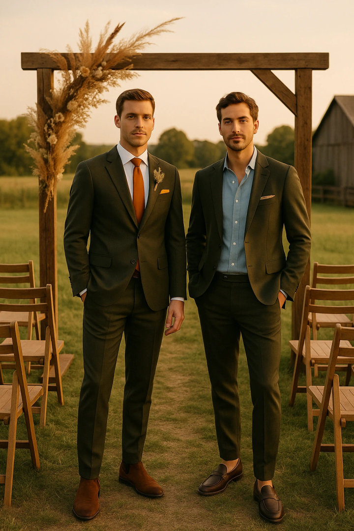 Dark Green Wedding Suits for Groom and Groomsmen