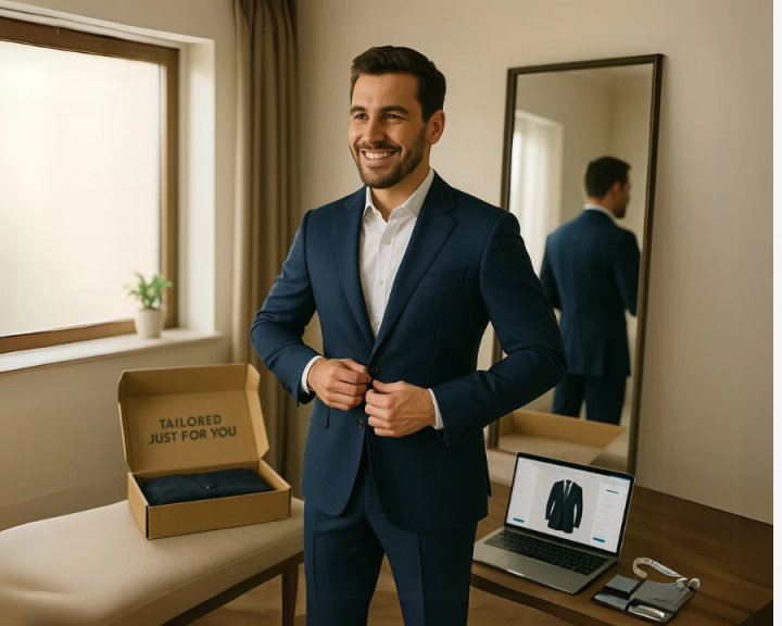 Navy Blue Business Suit with White Shirt