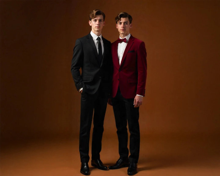Red and Black Prom Suits for Men