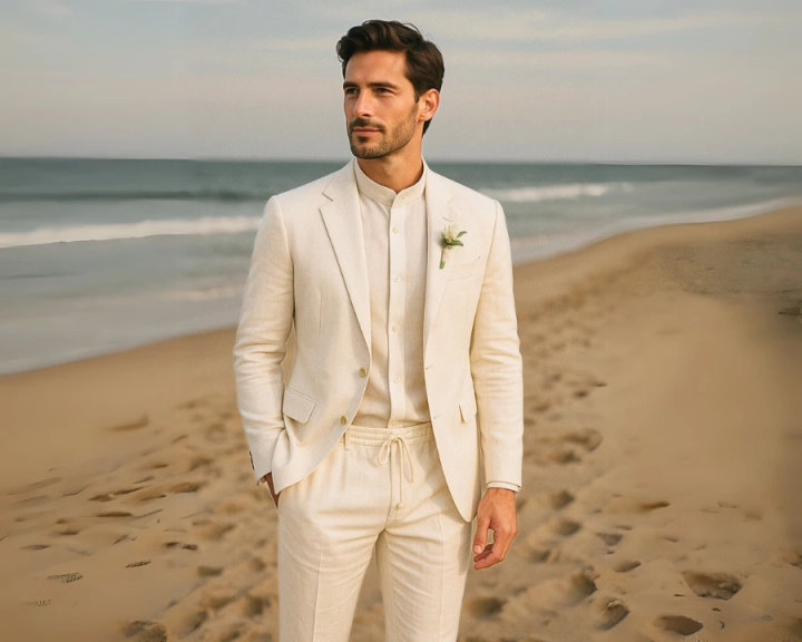 Classic Linen Suit Look with Drawstring Pants