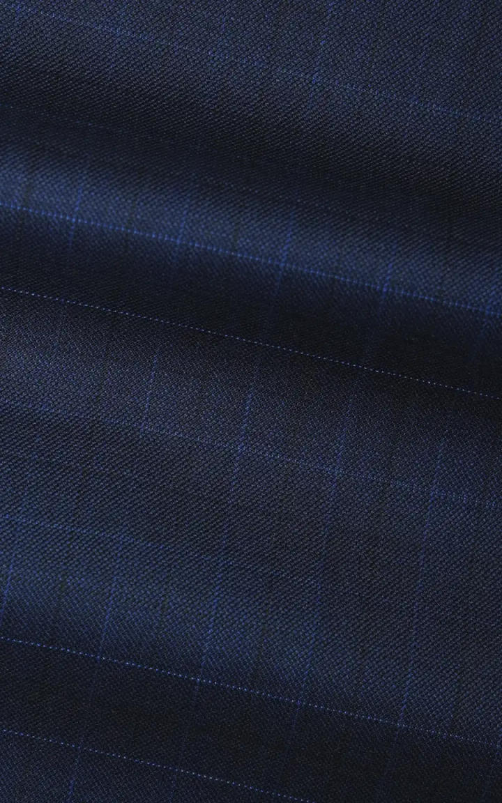 Navy Blue Checks Wool image