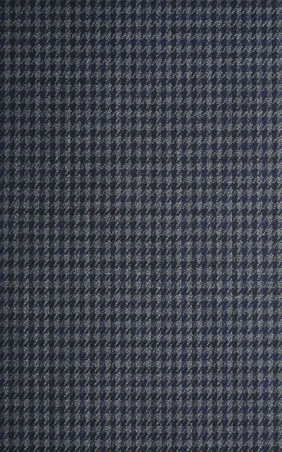 Blue Grey Houndstooth Wool