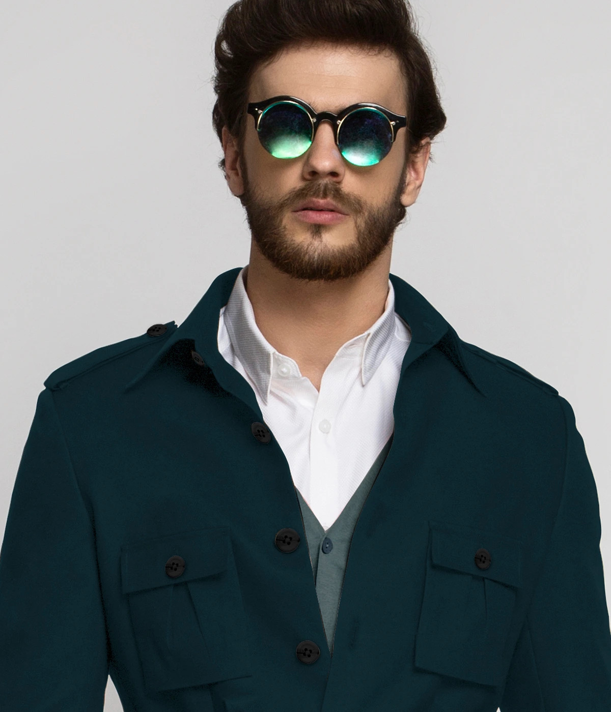 Aspen Teal Green Military Suit-1