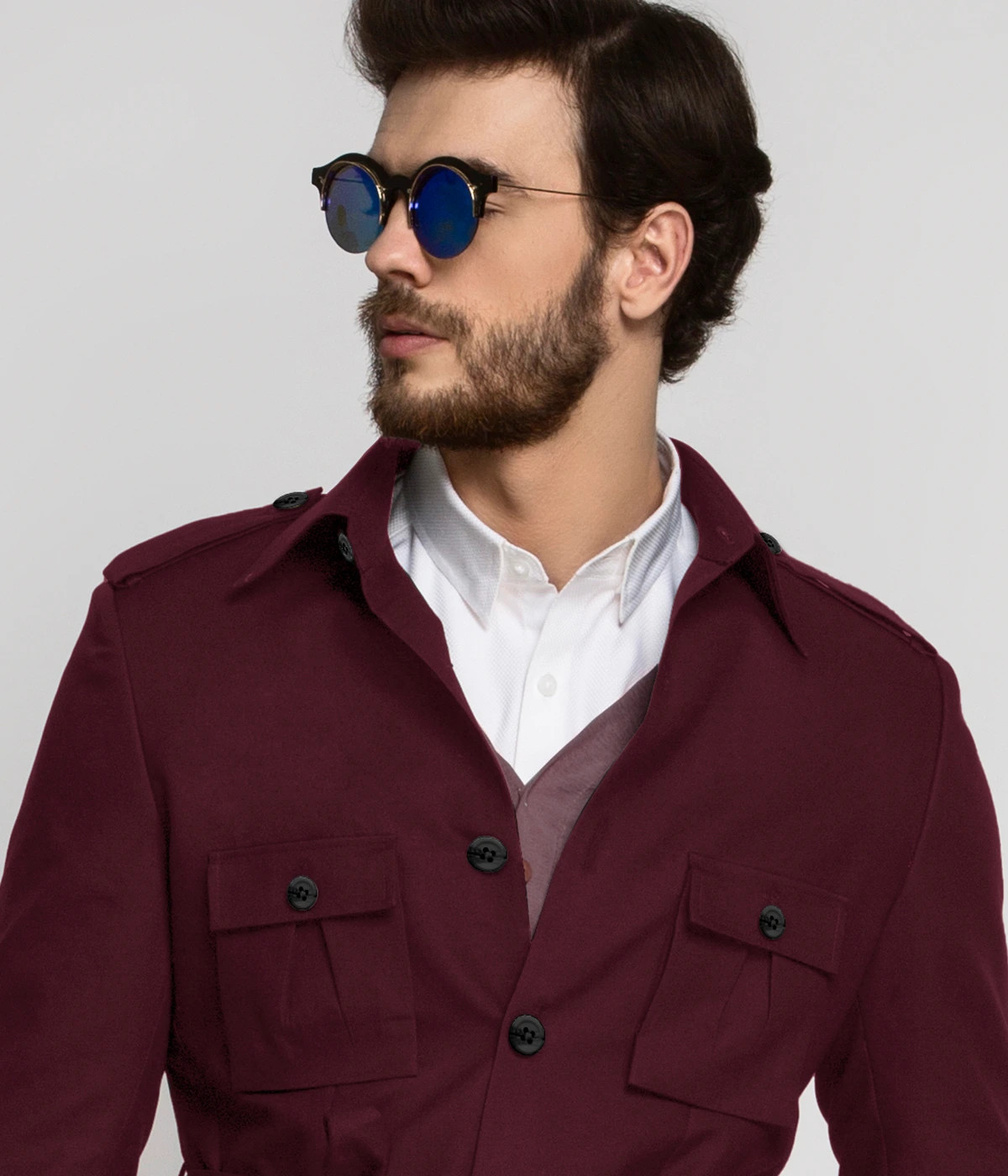 San Diego Burgundy Military Suit-1