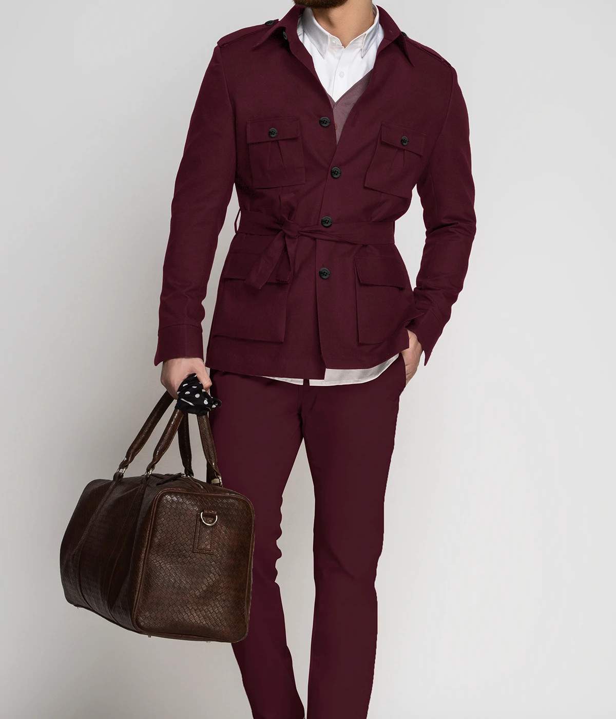 San Diego Burgundy Military Suit- view-2