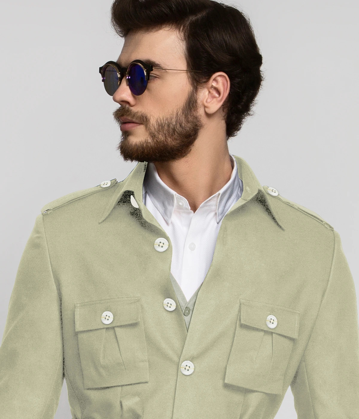 Sage Green Military Suit-1