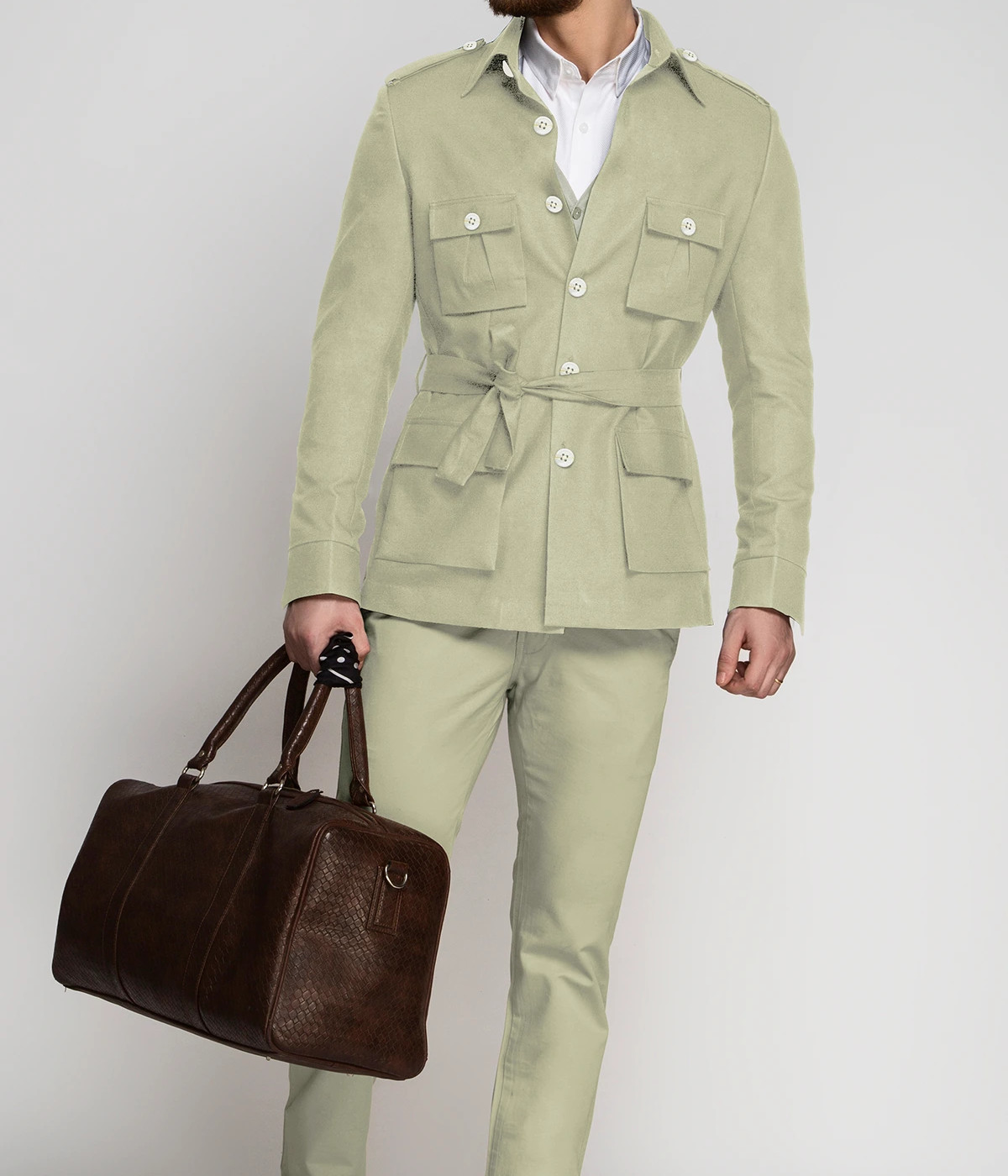 Sage Green Military Suit- view-2