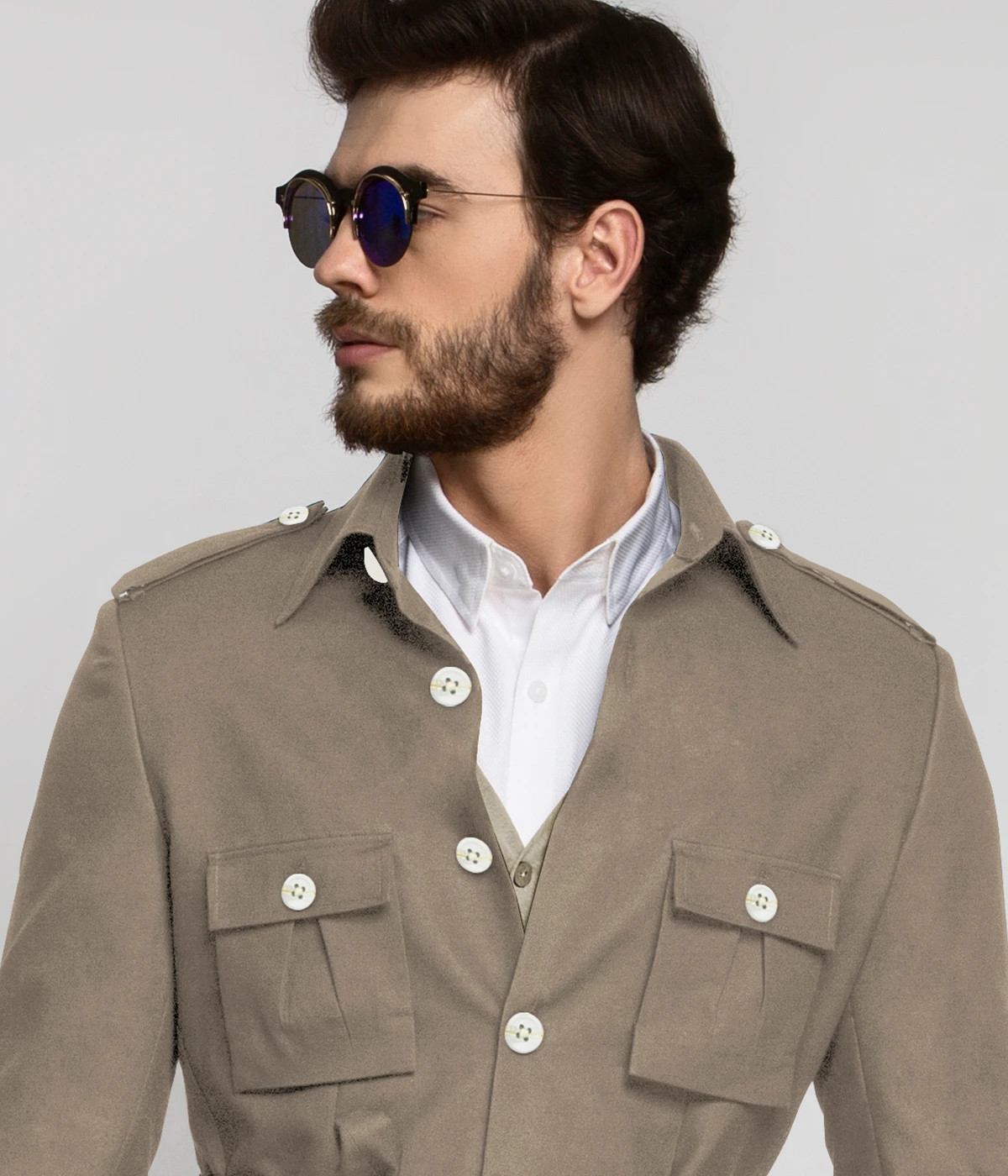 Pebble Brown Khaki Military Suit-1