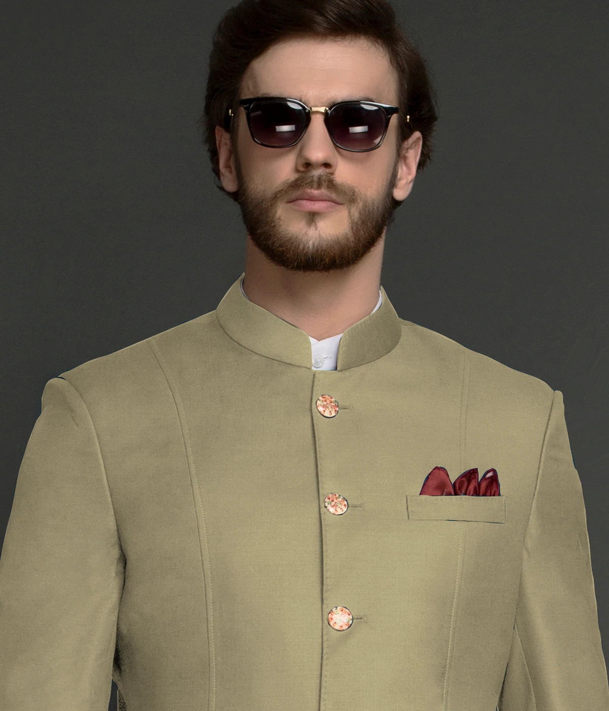 Spring Green Wool Jodhpuri Suit-1