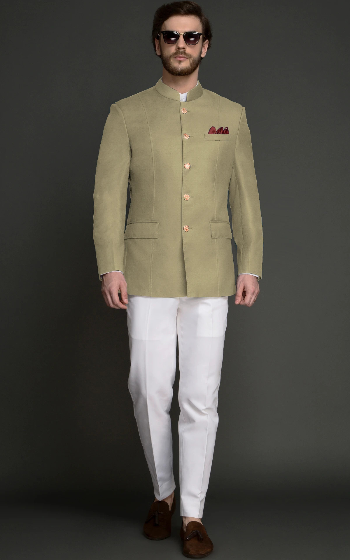 spring green wool jodhpuri suit multi
