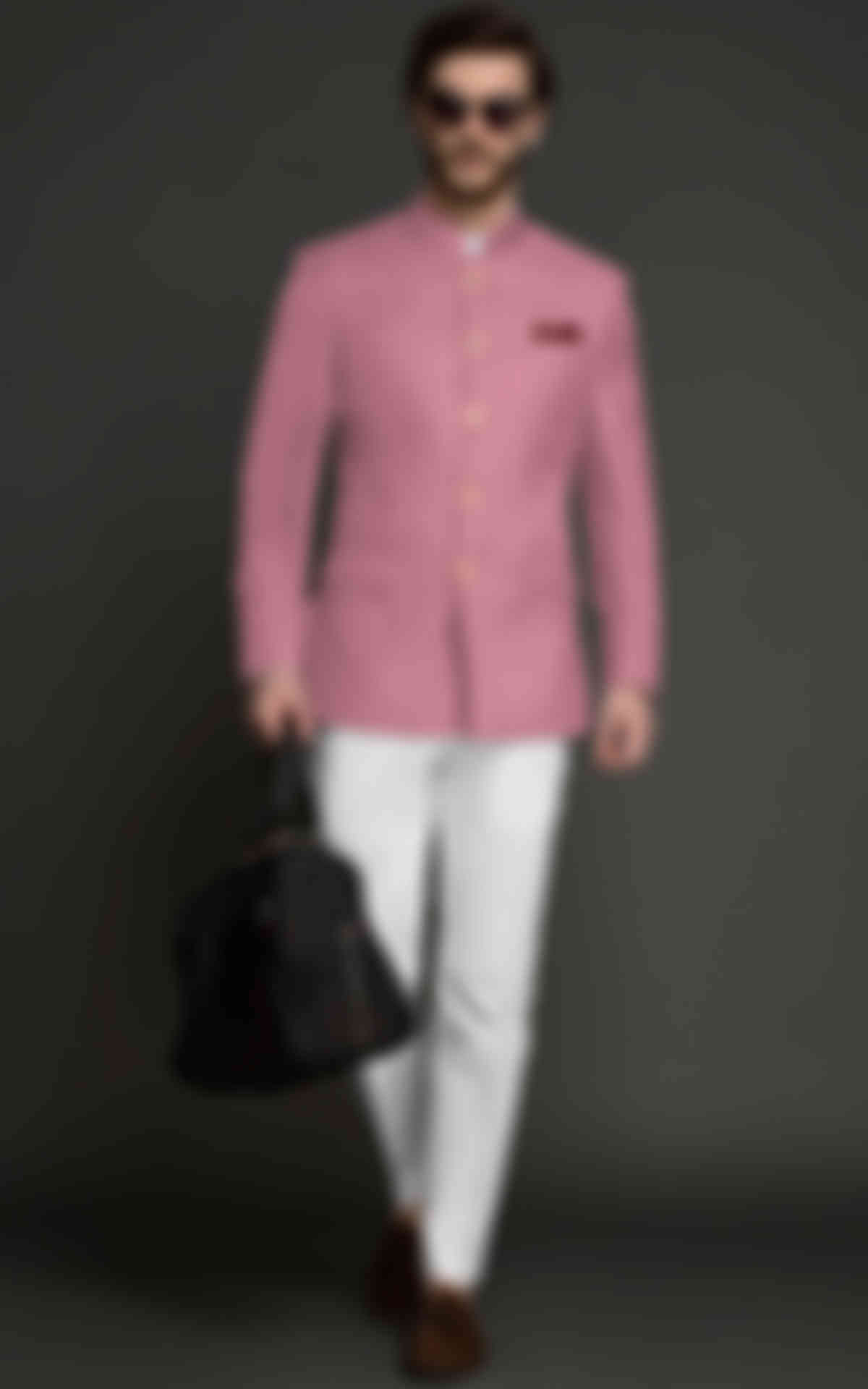 Portofino Pink Wool Jodhpuri Suit image