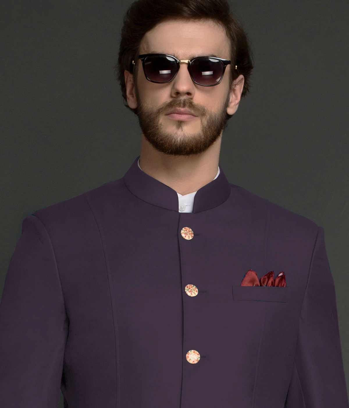 Concord Wine Wool Jodhpuri Suit-1