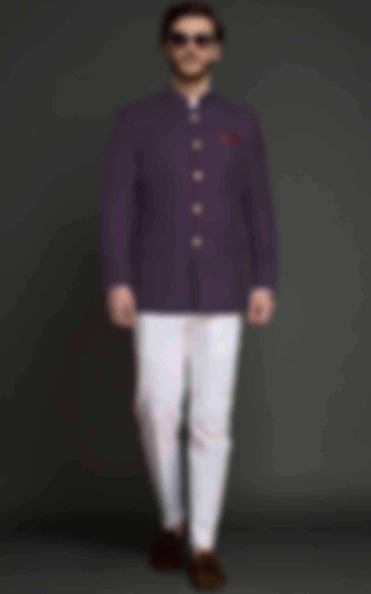 Concord Wine Wool Jodhpuri Suit image