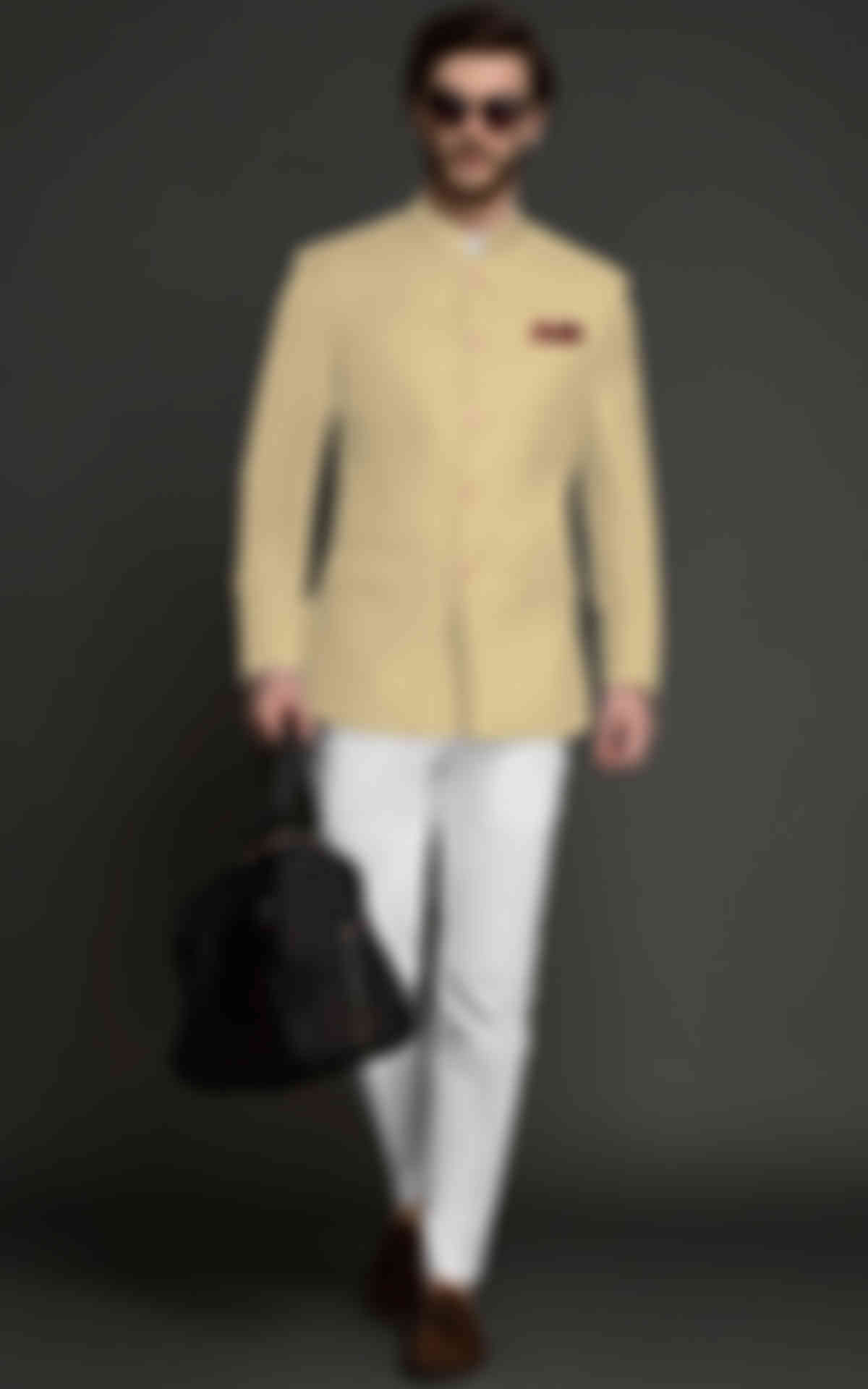 Pastel Clay Wool Jodhpuri Suit image