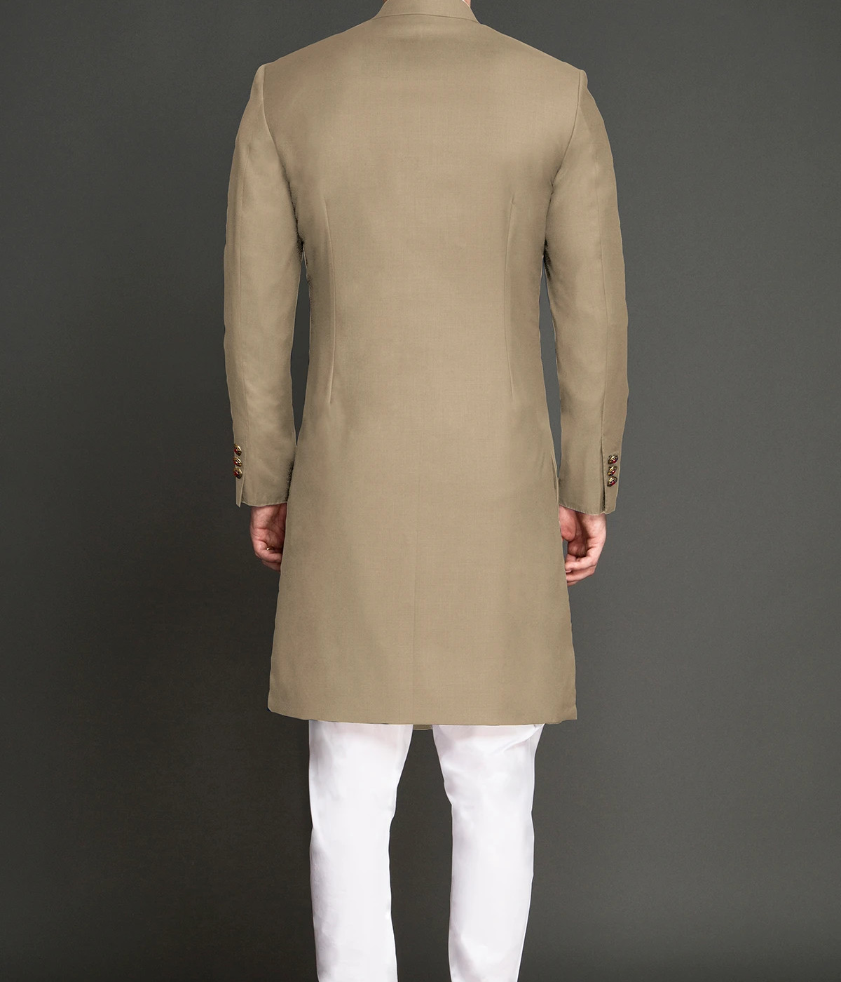 Camel Wool Custom Achkan- view-1