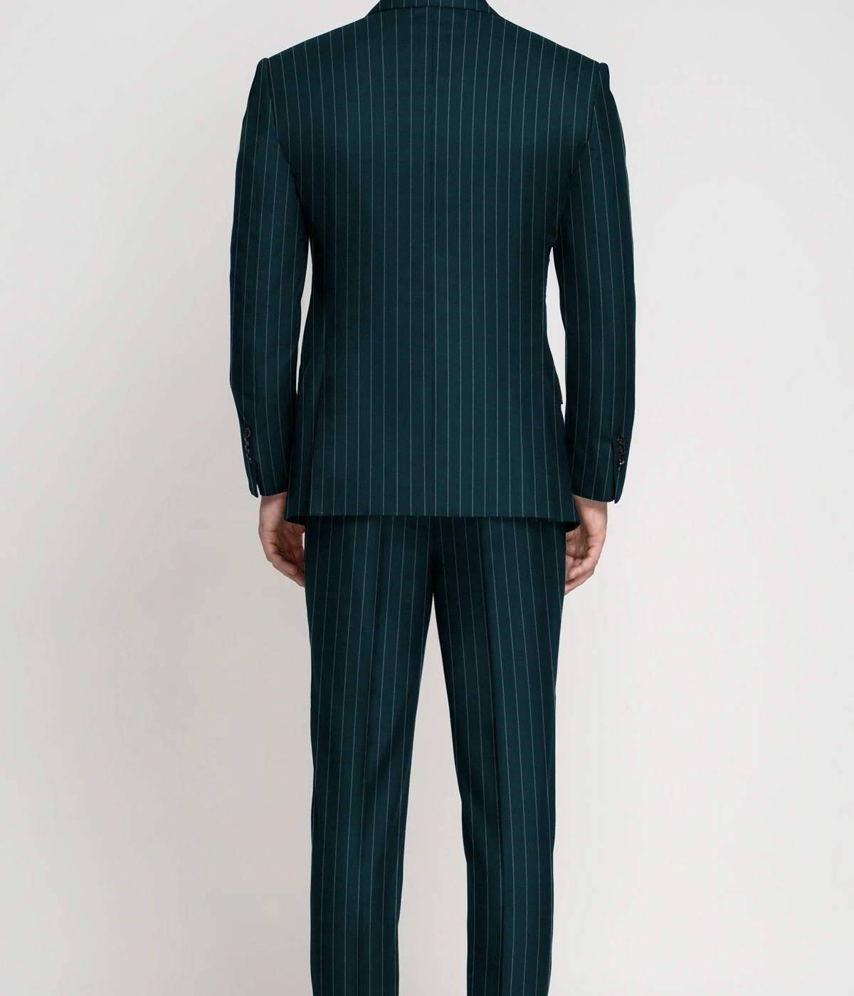 Teal Green Striped Wool Suit- view-1
