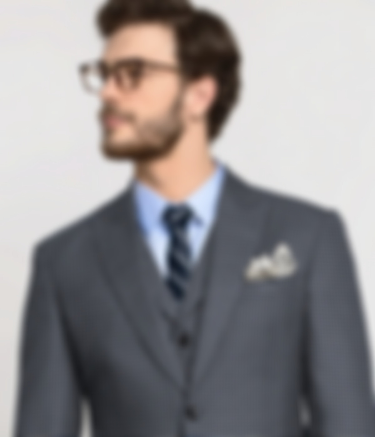 Bluish Grey Houndstooth Wool  Suit-1