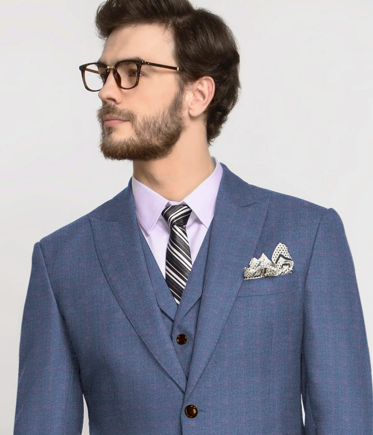 Steel Blue Checks Wool Suit-1