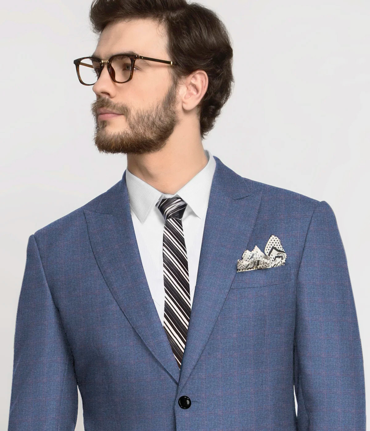 Steel Blue Checks Wool Blazer-1
