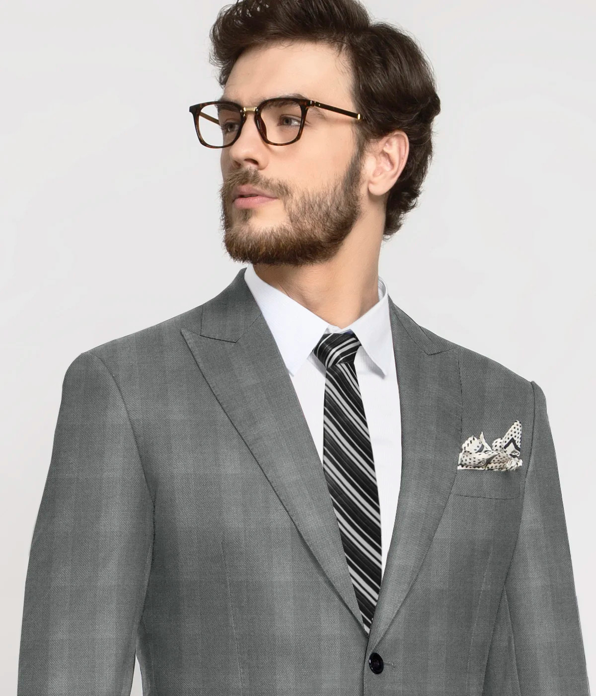 Light Grey Checks Wool Blazer-1