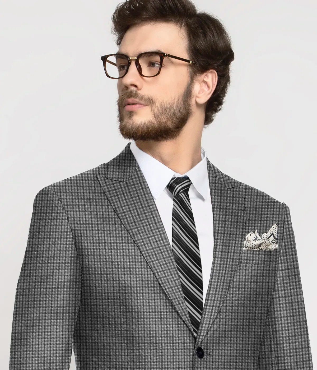 Greyish Black Houndstooth Wool Blazer-1