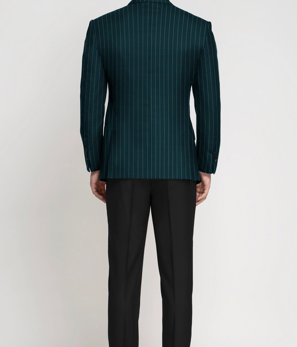 Teal Green Striped Wool Blazer- view-1