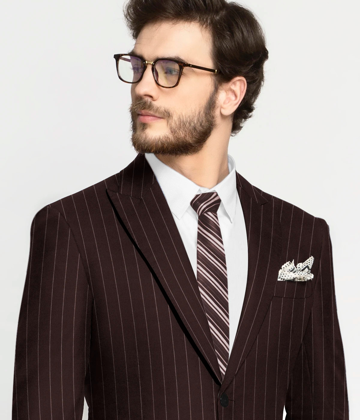 Maroon Striped Wool Blazer-1