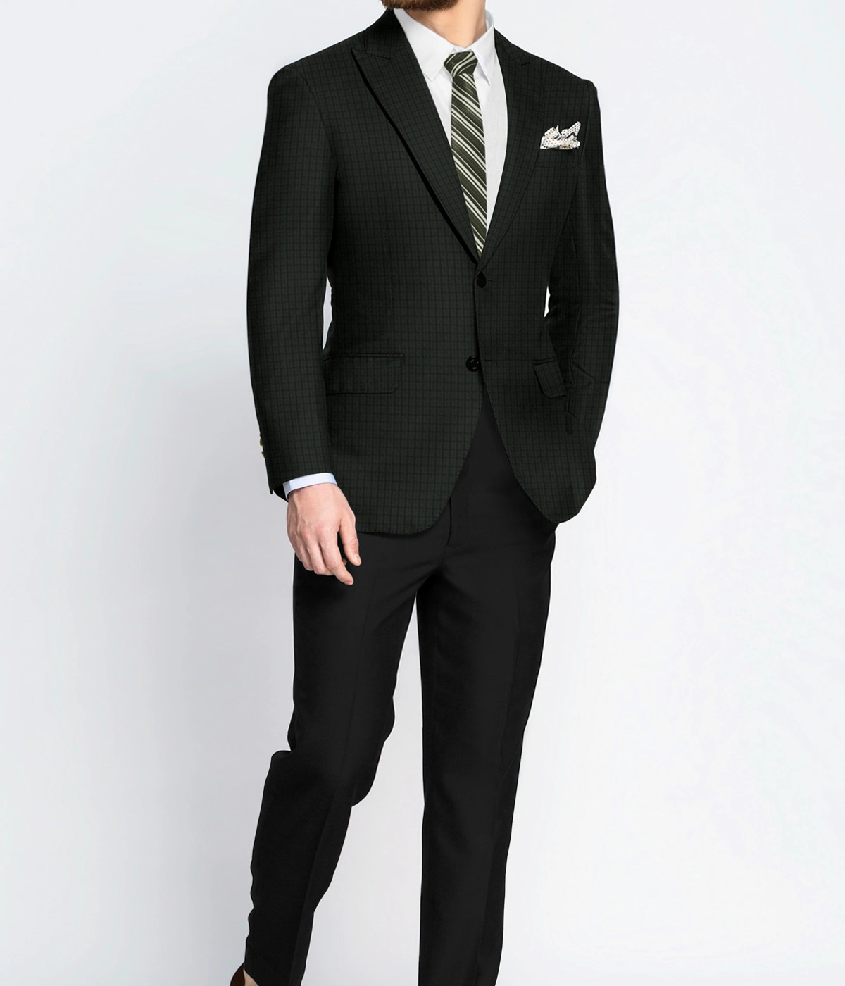 Sage Country Houndstooth Wool Blazer- view-2