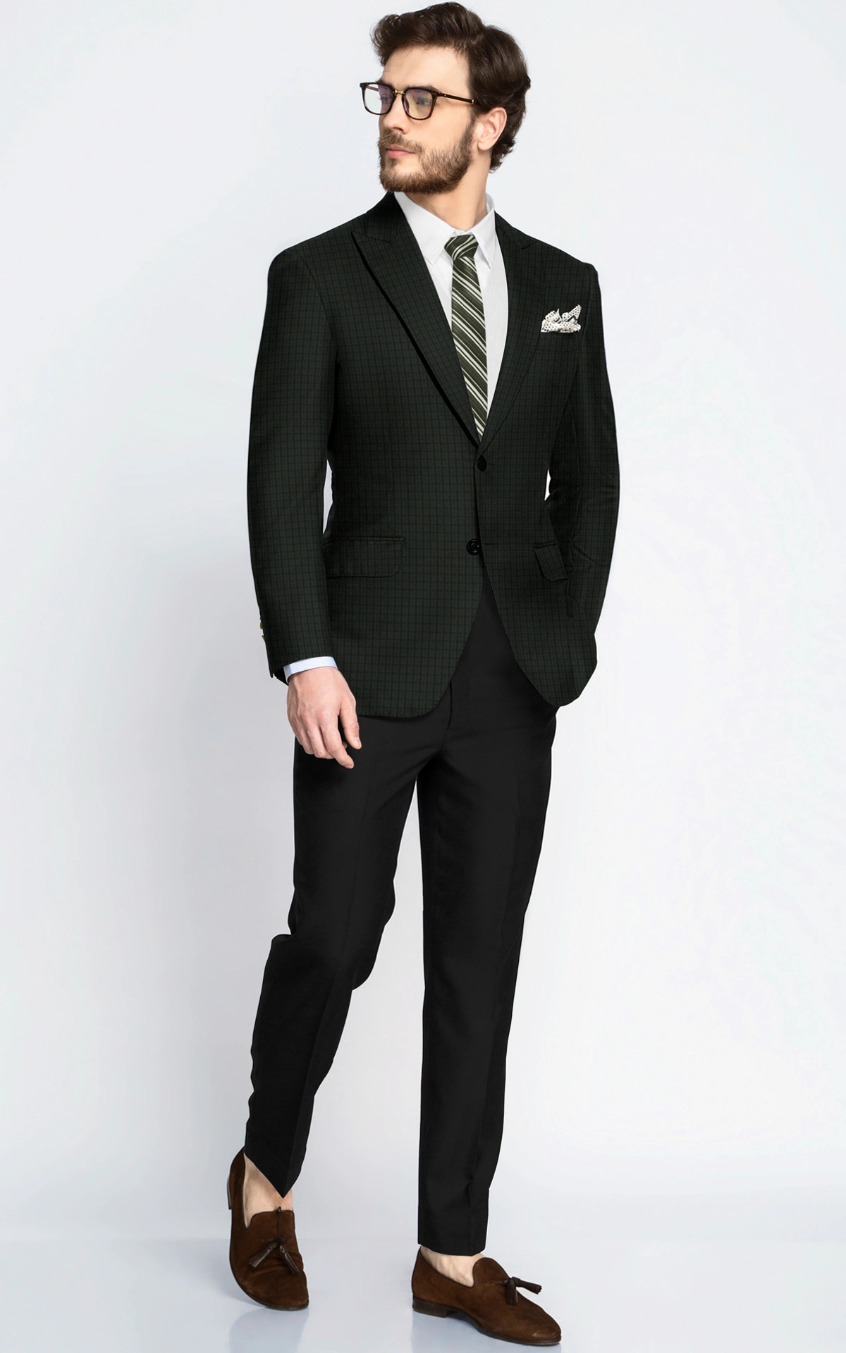 Sage Country Houndstooth Wool Blazer