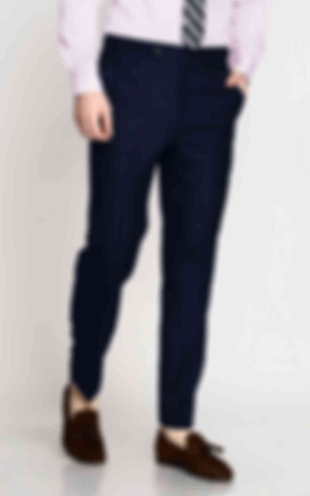 Navy Blue Checks Wool Pants