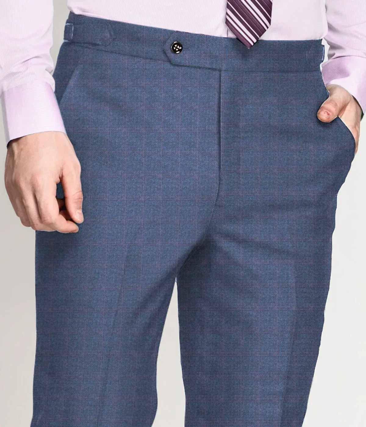 Steel Grey Checks Wool Pants-1