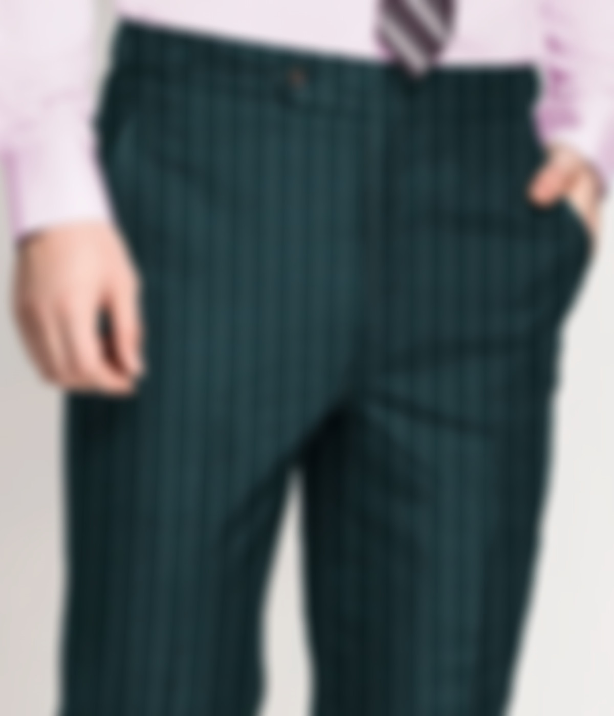 Teal Green Striped Wool Pants-1