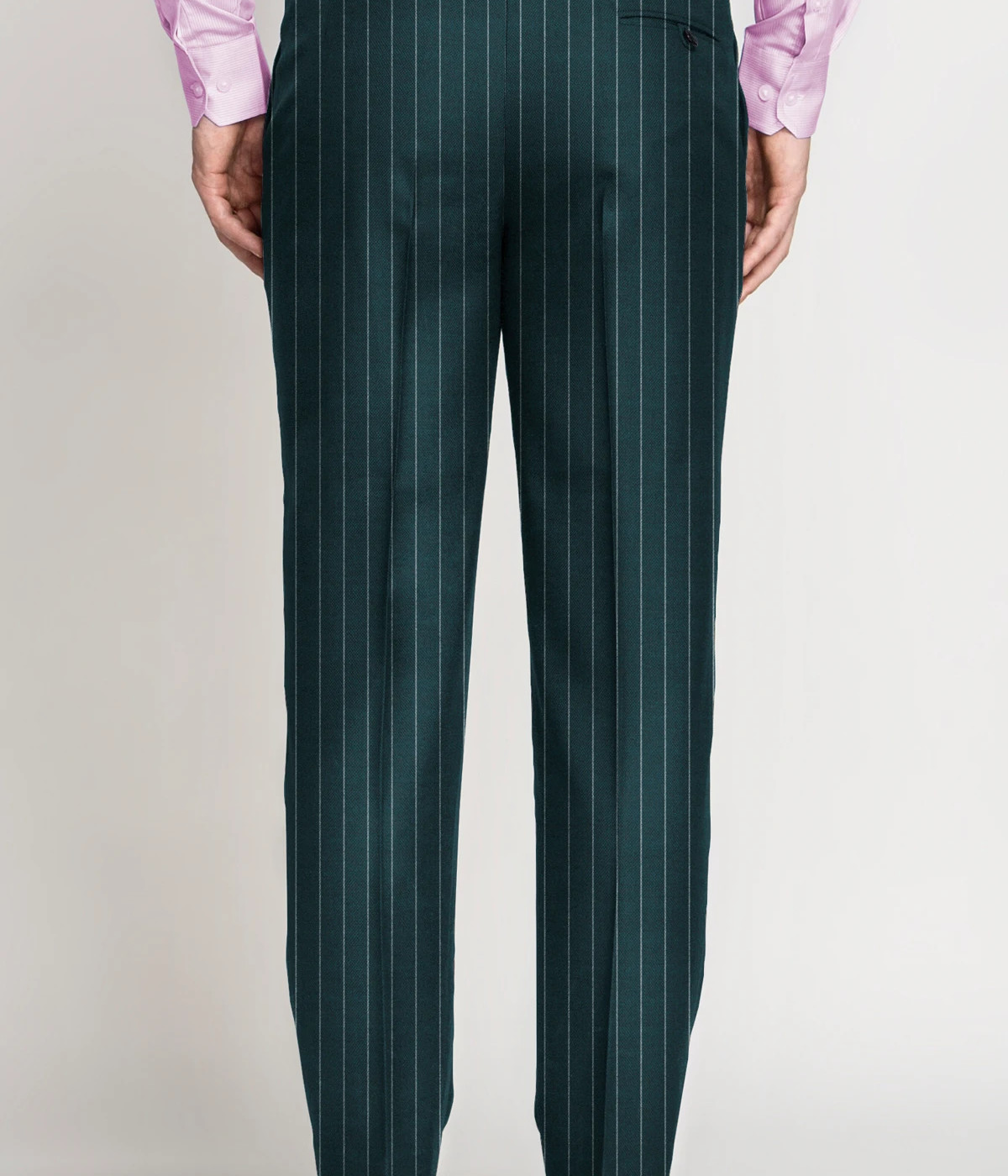 Teal Green Striped Wool Pants- view-1