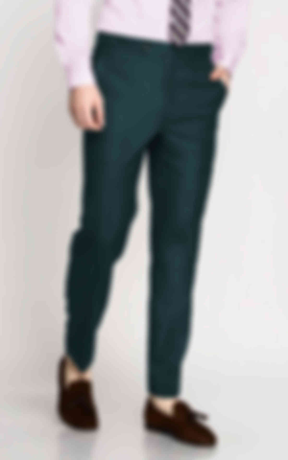 Teal Green Striped Wool Pants