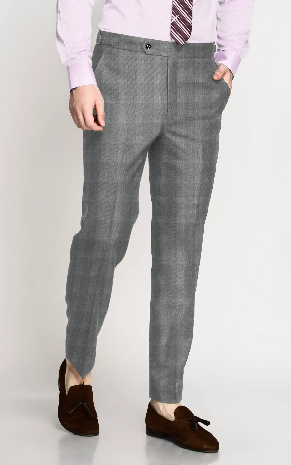 Grey Checks Wool Pants - Hangrr