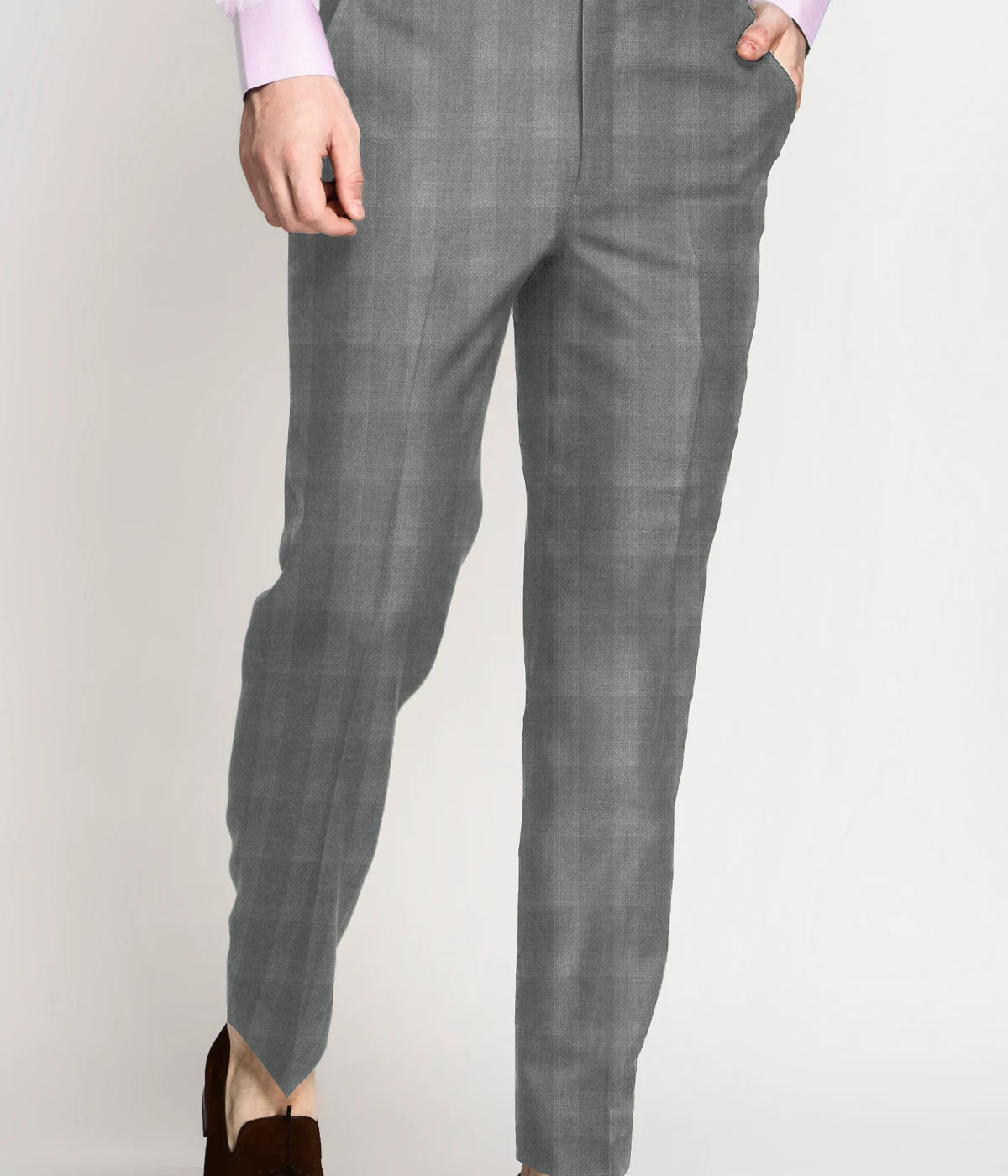 Grey Checks Wool Pants- view-2