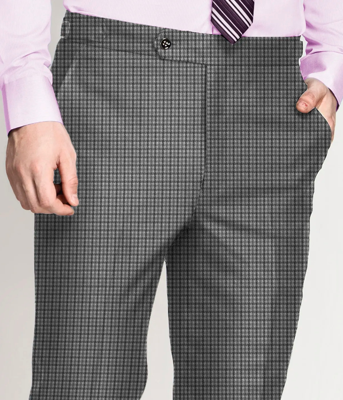 Grey Black Houndstooth Wool Pants - A.i. Perfect Fits