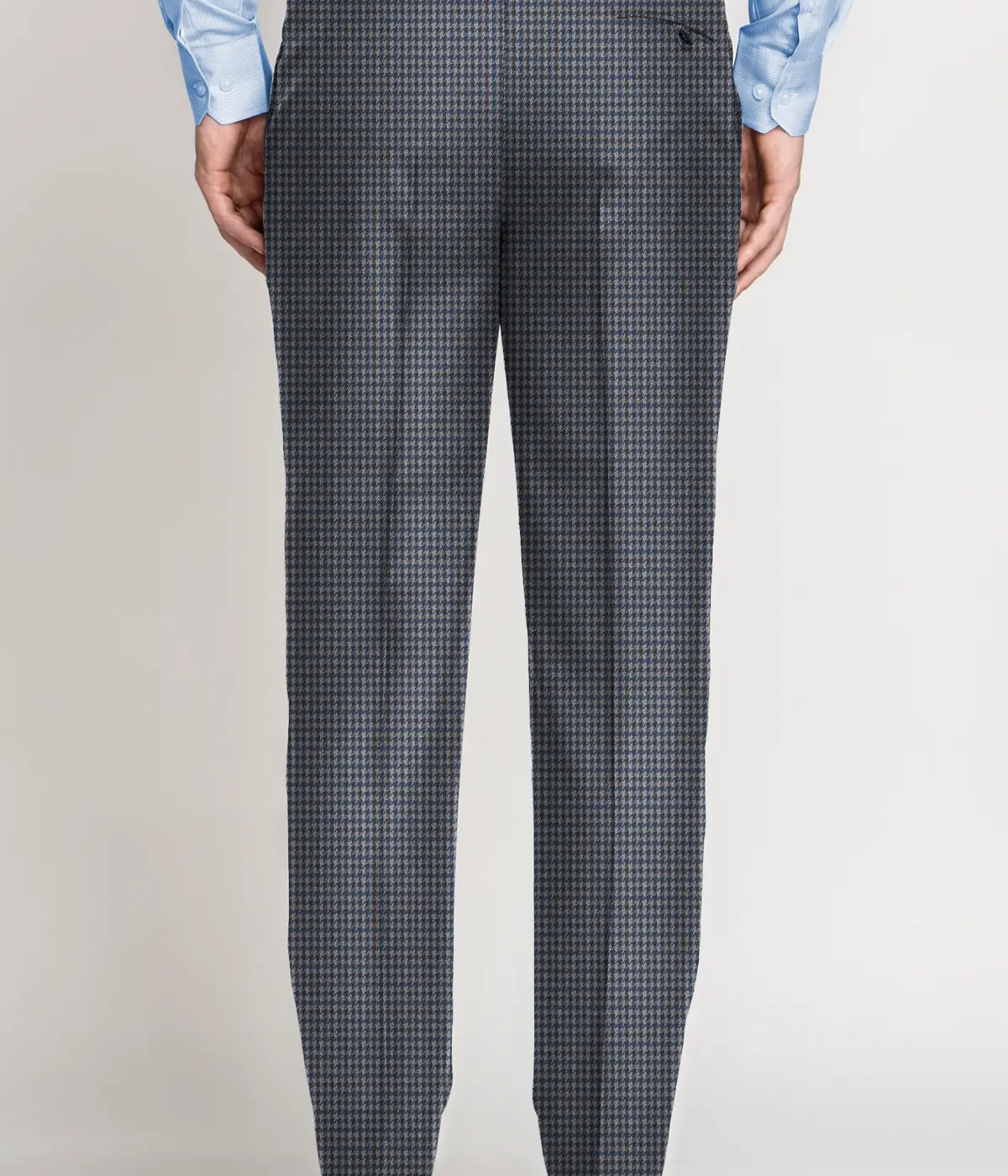 Blue Grey Houndstooth Wool Pants- view-1