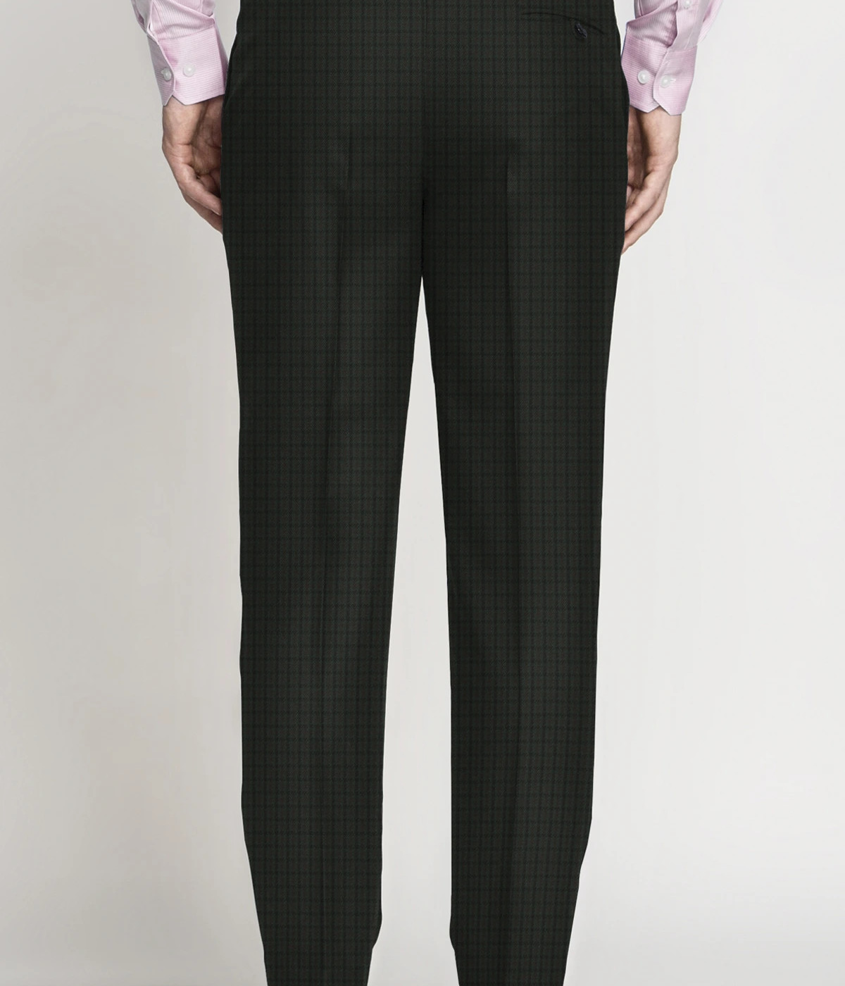 Olive Green Houndstooth Wool Pants- view-1