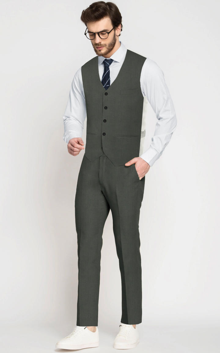 Khaki Green Linen Vest image