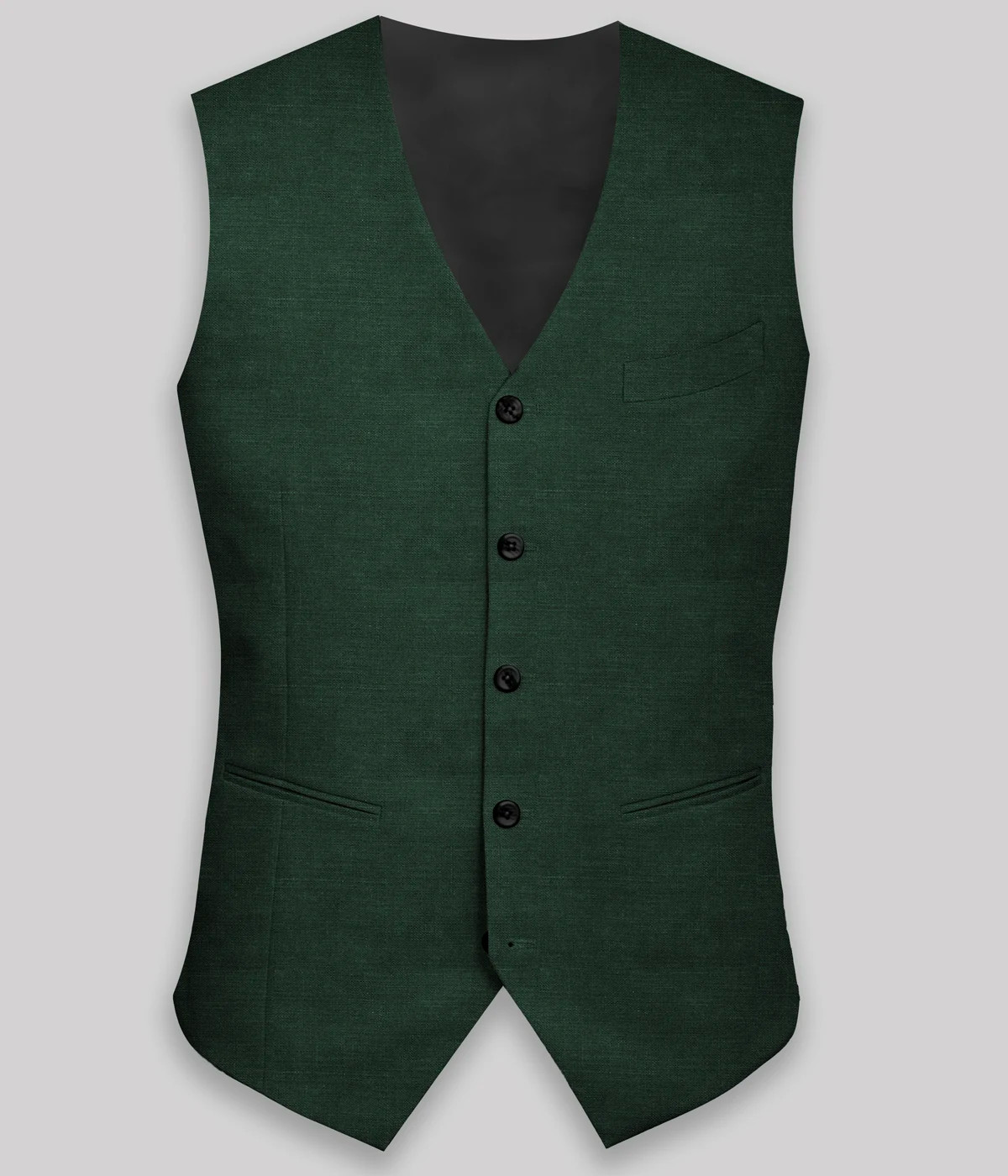 Forest Green Linen Vest-1