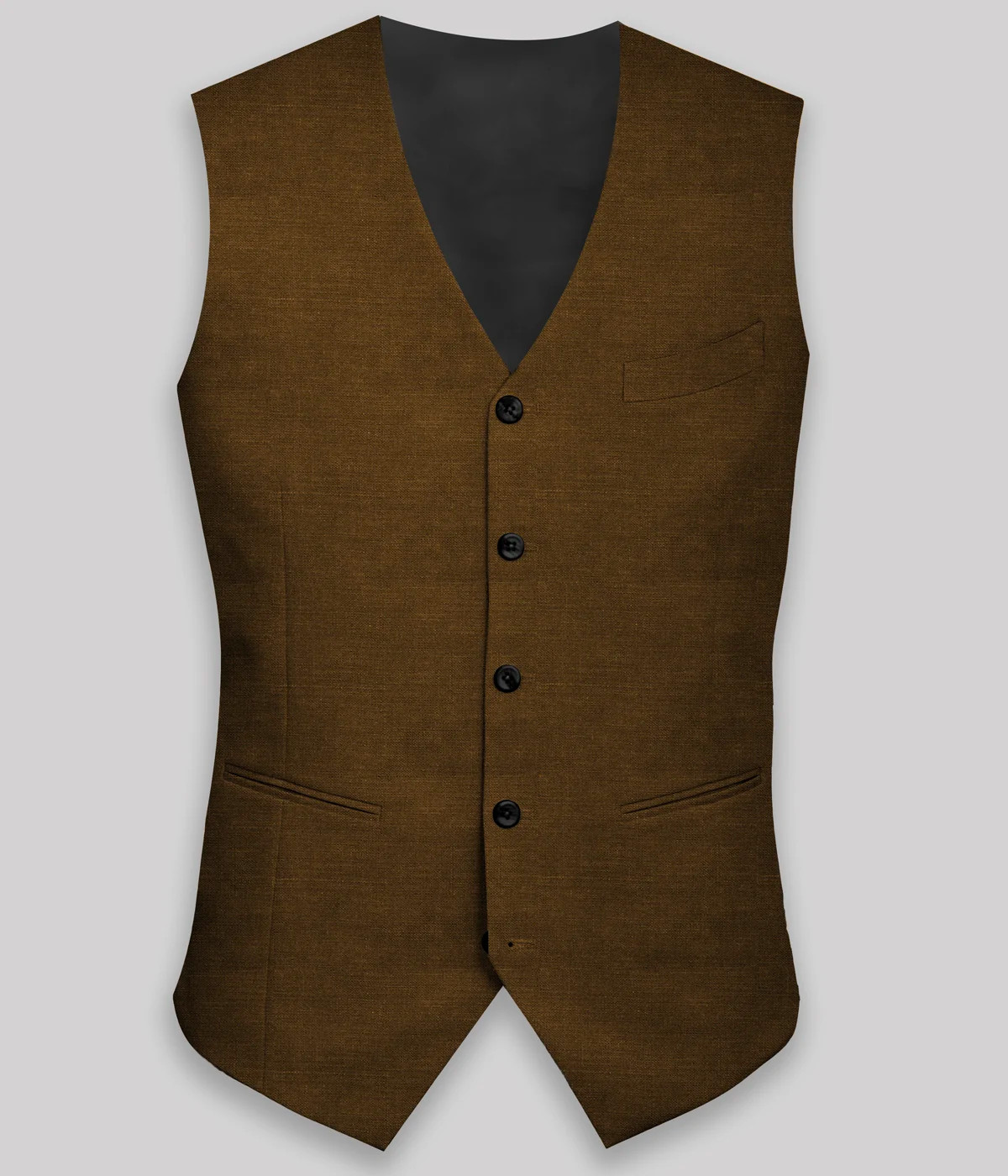 Khaki Brown Linen Vest - A.i. Perfect Fits