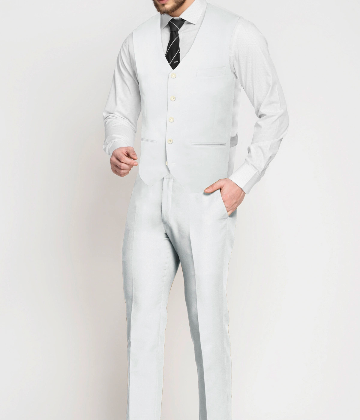 Cardiff Off White Linen Vest- view-2