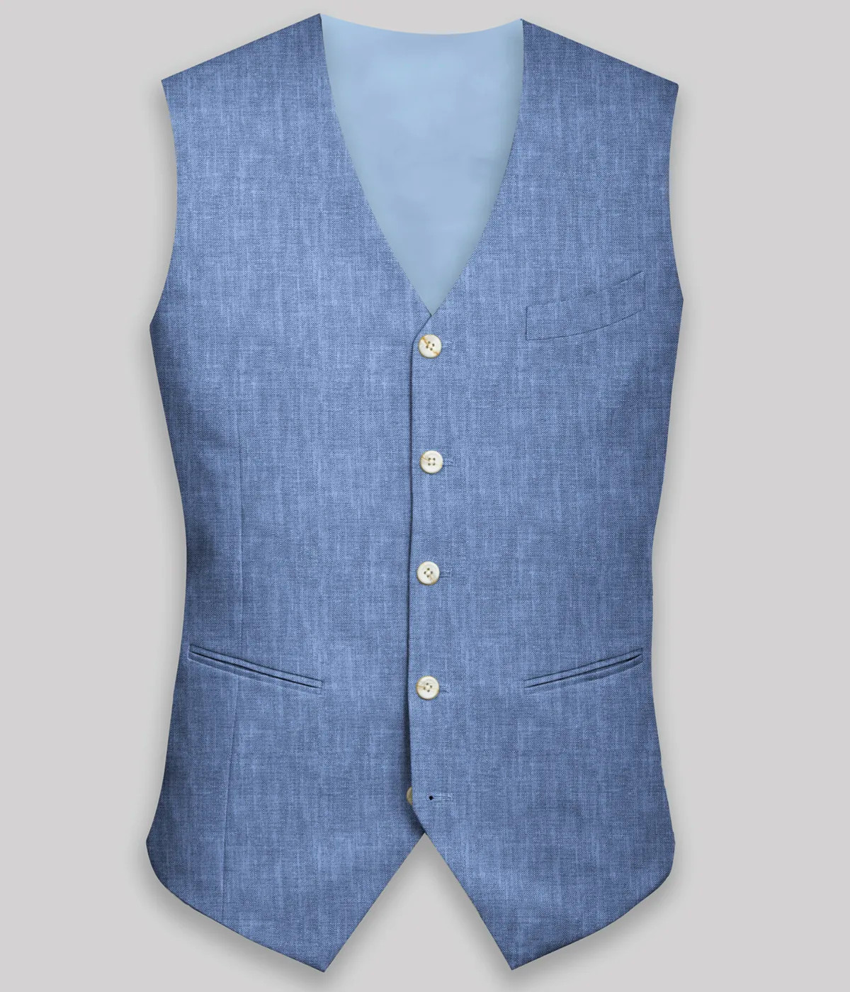 Newport Blue Linen Vest-1
